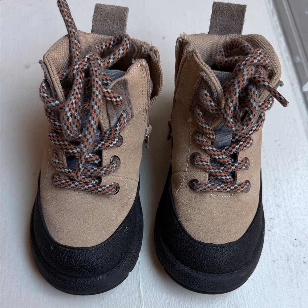 Zara Kids Beige and Black Suede Boots